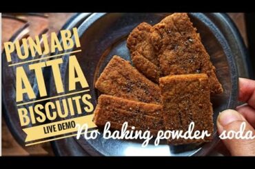 Punjabi Atta Biscuits without baking powder soda  Healthy Cookie Recipe [LIVE DEMO]