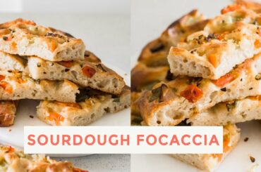 FOCACCIA BREAD RECIPE WITH SOURDOUGH STARTER // How to Make Sourdough Focaccia