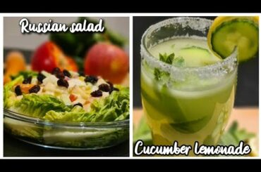 2 easy, healthy and tasty weight loss recipes|Cucumber lemonade|Russian Salad|Quick 15 mins recipes