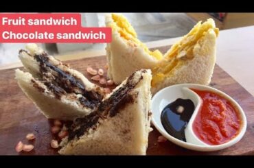 3 layer of fruit and chocolate sandwich~healthy lunch