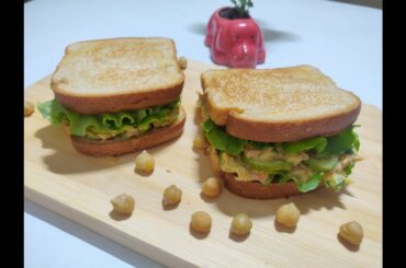 Recipe Protein Rich Veg Chickpeas Sandwich |Perfect Post Workout Low Calorie Snack for weight loss