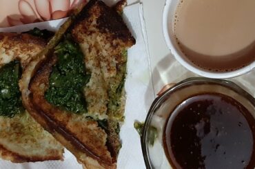 Hariyali Sandwich... A perfect and healthy breakfast..