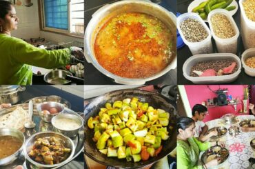 SIMPLE LUNCH ROUTINE, Indian Lunch Thali, Panchmel Dal, Mix Dal Tadka, Turai ki Sabzi, Phulka Roti