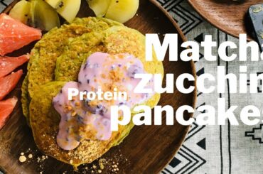 Matcha Zucchini Protein Pancakes (Eggless, Sugarless, Low Calorie, Low Carb)
