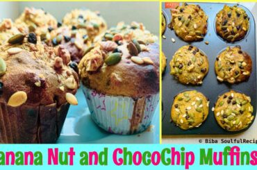 Banana Nut and Chocochip Muffins| #banananutmuffins | #easyandhealthymuffins | #BestBananaNutMuffins