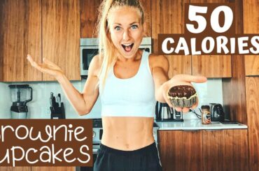 50 CALORIE BROWNIE CUPCAKES!!! HEALTHY & EASY DESSERT. High protein low calorie snack. Treat for Abs