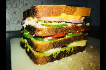 Veg Club Sandwich/Mouthwatering Sandwich - easy & healthy breakfast and snack| by karan