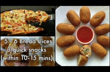 5 to 6 bread slices, 3 quick snacks recipes - Snacks with bread - Bread recipes - Snacks recipes