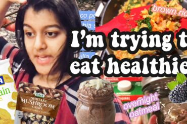 I'm trying to EAT HEALTHIER | Recipes + Snacks| Brown rice and over night oats