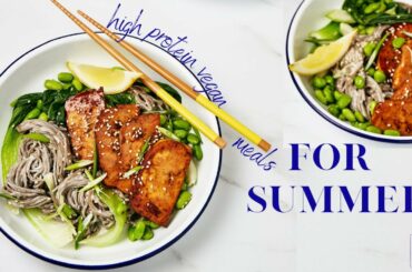 TERIYAKI TOFU SOBA NOODLE SALAD // high protein summer meal ideas // vegan and gluten free