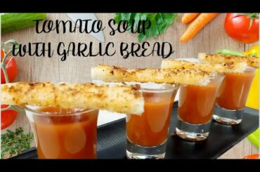 tomato soup with garlic bread sticks | healthy and tasty recipe | by my kitchen platters