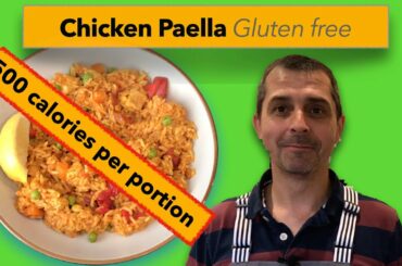 Healthy, low calorie, chicken paella, gluten free