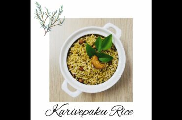 Karivepaku Rice | Curry leaf Rice | Healthy and Quick Lunch Recipe |
