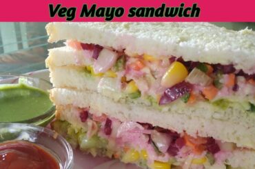 veg Mayo sandwich with perfect green chutney Make easy tasty & healthy breakfast with lots of wedges