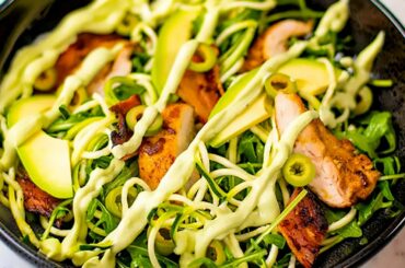 Keto Chicken & Bacon Zoodles Salad Recipe with Avocado - (Easy to Make & Delicious)
