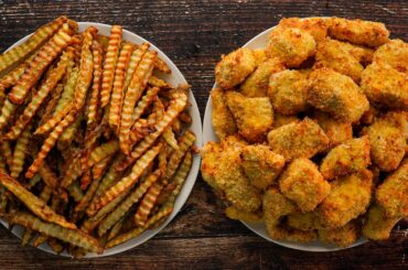Low Calorie Air Fryer Chicken Nuggets & Crinkle Cut Fries Recipe! | Healthy & Easy Meal Prep!