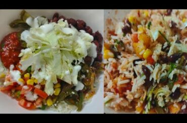 Mexican rice bowl | veg rice bowl | chipotle burrito bowl at home | Healthy lunch ideas | tasty