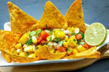 ZERO OIL MANGO AND CORN SALSA / 5 min healthy snack recipe / Fireless cooking for kids