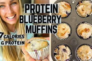 LOW CALORIE PROTEIN BLUEBERRY MUFFINS! Healthy & easy recipe in 20 min! Low fat dessert (get abs)