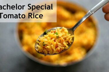 Easy Bachelor Recipes For Lunch - Healthy Tomato Rice Recipe in Pressure Cooker  | Skinny Recipes