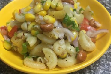 Macaroni-Sweet Corn Chat | oil free snack recipe | Healthy Evening Snack | easy & quick recipe |