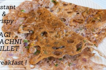 BREAKFAST RECIPES | Instant Crispy RAGI DOSA | Weight loss finger Millet dosa recipe | Nachni dosa