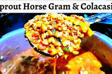 Healthy Recipes | Sprouted Horse Gram & Colacasia Curry | Mom's Recipe by Food & Travel Diaries