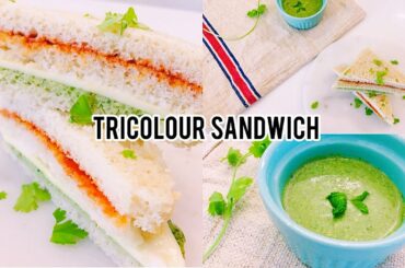 TRI COLOUR Sandwich Recipe | Green Chutney | easy & quick layered sandwich recipes for kids