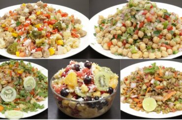 5 quick salad recipe | Healthy morning break fast | Special Fruit salad | Channa salad | Moong salad