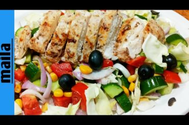 Easy Grilled Chicken Salad|Healthy Salad  For Weight Loss|chicken salad recipe by kitchen with maila