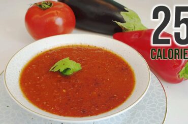 EASY & HEALTHY LOW CALORIE SOUP RECIPE | Eggplant - Red Bell Peppers - Tomatoes