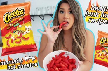 TESTING HEALTHY JUNK FOOD RECIPES!! hot cheetos, ice cream + more!!