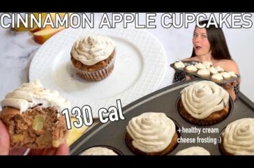 low calorie cinnamon apple CUPCAKES | low calorie fall baking | + healthy frosting | Alexis Erica