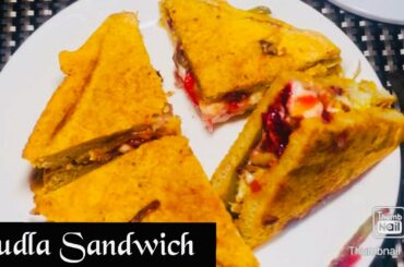 Pudla Sandwich Recipe| Kalbadevi Khau Galli Street Food Mumbai | Healthy Besan Pudla Sandwich Recipe