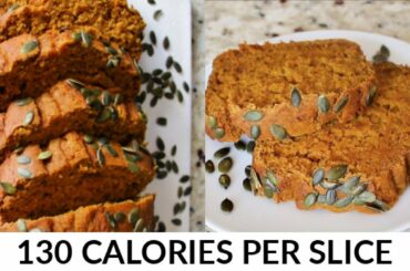 HEALTHY LOW CALORIE & SUGAR FREE PUMPKIN LOAF RECIPE | 130 CALORIES PER SLICE | STARBUCKS INSPIRED