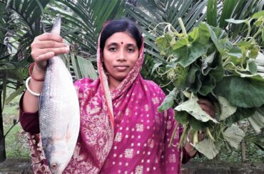 Bengali Traditional Healthy Village Food Recipe | Lau Shak Diye Ilish Mach | Hilsa Fish Recipe