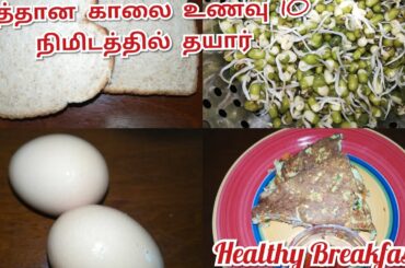 Healthy Breakfast Recipe | Mulaikattiya Pachai Payaru Bread Omelette | Sprouts Egg Breakfast Recipe