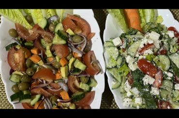 Two healthy salads. Tomato and cheese salad recipe recommended for you.