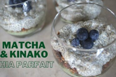 Healthy matcha kinako chia seed pudding parfait [easy vegan snack recipe]