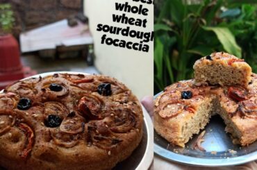 No-KNEAD Bread Recipe|Whole Wheat Sourdough Focaccia India AIRFRYER [RAVNEET BHALLA]