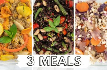3 Healthy Meal Recipes: Quinoa, Black Rice, Barley (VEGAN) | Portable Lunch Ideas | Easy Meal Prep
