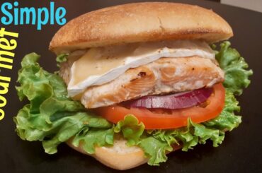 GARLIC WILD SALMON & BRIE CHEESE SANDWICH/HEALTHY LUNCH OR DINNER/ SALMON RECIPE/SIMPLE RECIPES