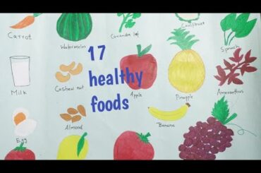 How To Draw Vegetables & Fruits/17 Healthy Food Drawing & Colouring  For Kids/Easy Drawing For Kids