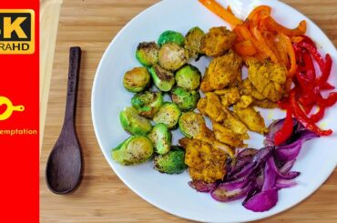 Healthy Recipe: Chicken with Brussels Sprouts and Onions in 1 mins for Weight Loss (Meal Prep)