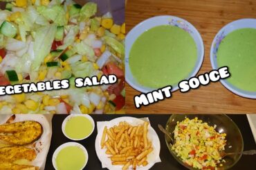 mixed vegetables salad recipe And mint sauce recipe /podina chutney recipe by Stay healthy123