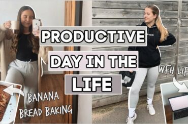 *PRODUCTIVE* DAY IN THE LIFE | Work from home, Healthy meals & Baking Biscoff Banana Bread!!