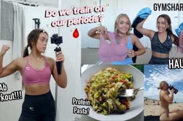 Twins opposite workout routines! Healthy meals, Gymshark haul, Ab workout, beach day!!