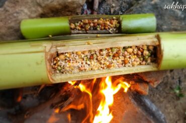 Healthy pulses cooking in banana stem|snacks recipe in banana stem