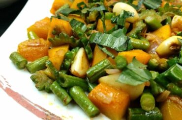 Bitter Gourd+Green Bean+Pumpkin Mixed Healthy Vegetable Recipe/Vegetarian Recipe/Weight Loss Recipe