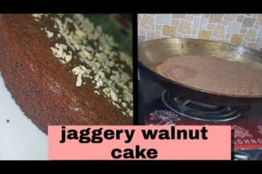 Jaggery walnut cake | no oven | no egg | wheat flour | easy healthy recipe